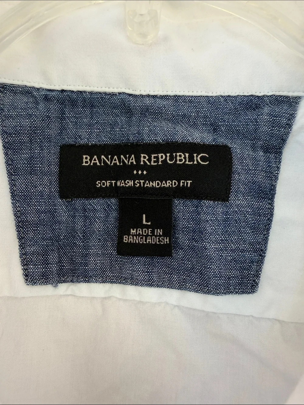 Banana Republic White button down shirt with Navy and Red Chest Stripes size L
